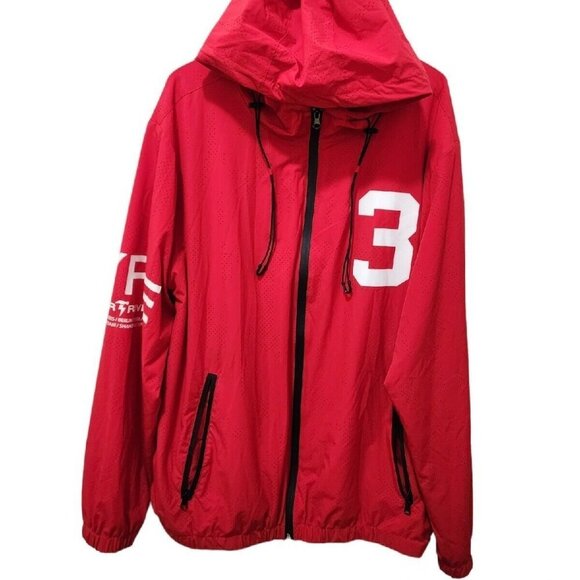 Red Jacket Copper Rivet Zip Up Urban windbreaker Jacket Perforated HYPE PREOWNED - Picture 2 of 7